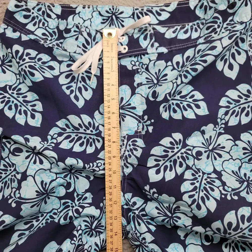 Ron Jon Surf Shop Shorts Mens 36 Blue Floral Boardshorts Swim‎ Outdoors Casual